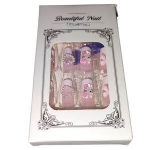 Hello Kitty French tip press on nails